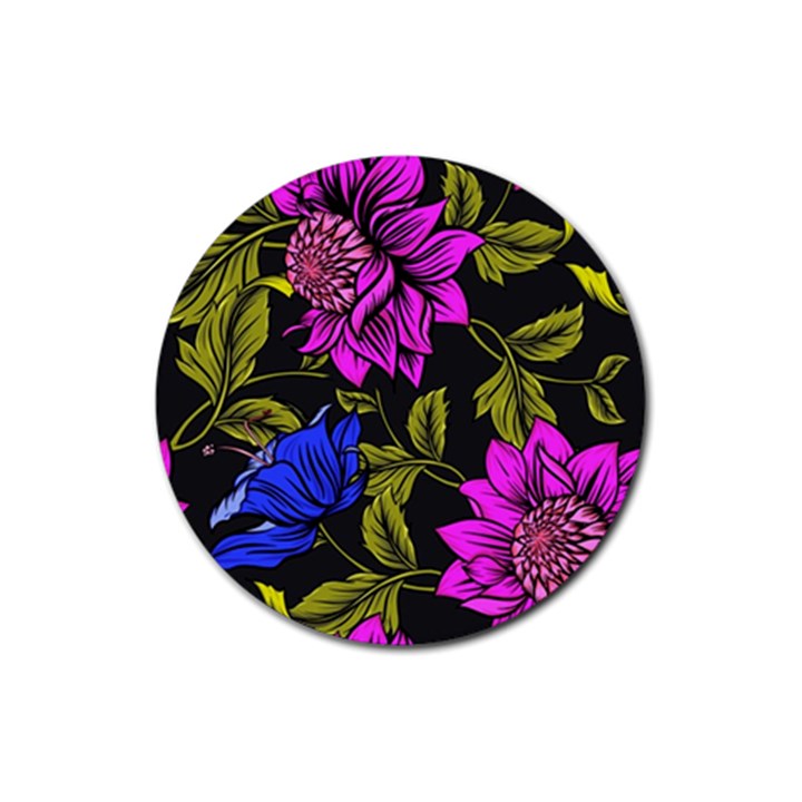 Botany Floral Flower Plant Petals Rubber Coaster (Round) 