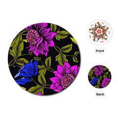 Botany Floral Flower Plant Petals Playing Cards Single Design (round) by Simbadda