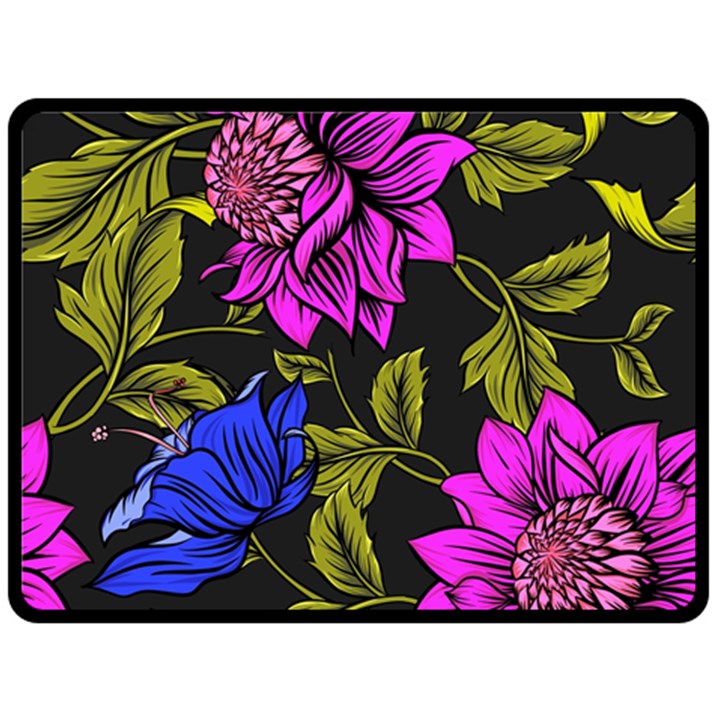 Botany Floral Flower Plant Petals Fleece Blanket (Large) 