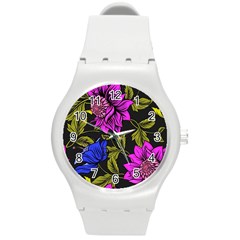 Botany Floral Flower Plant Petals Round Plastic Sport Watch (m) by Simbadda