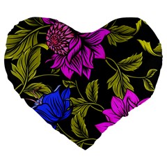 Botany Floral Flower Plant Petals Large 19  Premium Flano Heart Shape Cushions by Simbadda