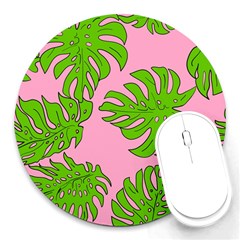 Leaves Tropical Plant Green Garden Round Mousepads by Simbadda