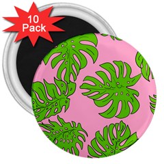 Leaves Tropical Plant Green Garden 3  Magnets (10 Pack)  by Simbadda