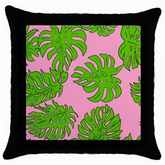 Leaves Tropical Plant Green Garden Throw Pillow Case (black) by Simbadda