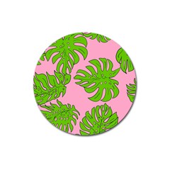 Leaves Tropical Plant Green Garden Magnet 3  (round) by Simbadda