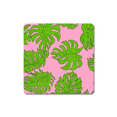 Leaves Tropical Plant Green Garden Square Magnet by Simbadda