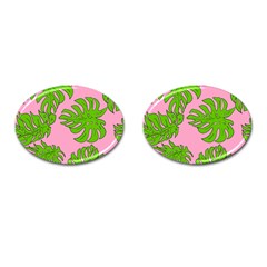 Leaves Tropical Plant Green Garden Cufflinks (oval)