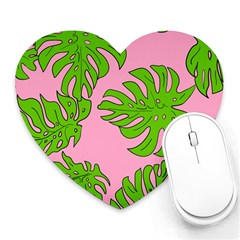 Leaves Tropical Plant Green Garden Heart Mousepads by Simbadda