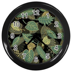 Autumn Fallen Leaves Dried Leaves Wall Clock (black) by Simbadda