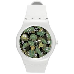 Autumn Fallen Leaves Dried Leaves Round Plastic Sport Watch (m) by Simbadda