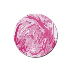 Marble Painting Texture Pattern Pink Rubber Coaster (Round) 