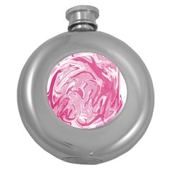 Marble Painting Texture Pattern Pink Round Hip Flask (5 oz)