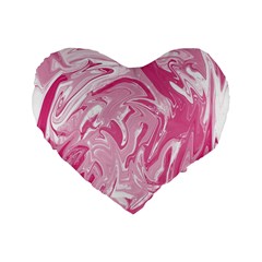 Marble Painting Texture Pattern Pink Standard 16  Premium Flano Heart Shape Cushions