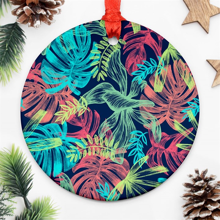 Leaves Tropical Picture Plant Ornament (Round)