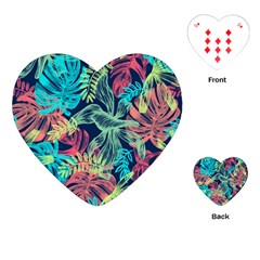 Leaves Tropical Picture Plant Playing Cards Single Design (heart) by Simbadda