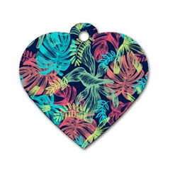 Leaves Tropical Picture Plant Dog Tag Heart (one Side) by Simbadda