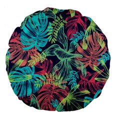 Leaves Tropical Picture Plant Large 18  Premium Flano Round Cushions by Simbadda