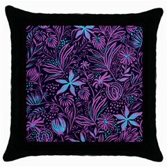 Stamping Pattern Leaves Drawing Throw Pillow Case (black) by Simbadda