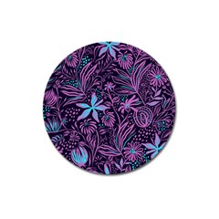 Stamping Pattern Leaves Drawing Magnet 3  (round) by Simbadda