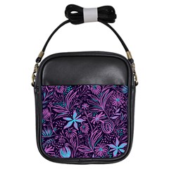 Stamping Pattern Leaves Drawing Girls Sling Bag by Simbadda