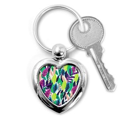 Leaves Drawing Pattern Nature Key Chain (heart) by Simbadda