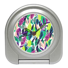 Leaves Drawing Pattern Nature Travel Alarm Clock