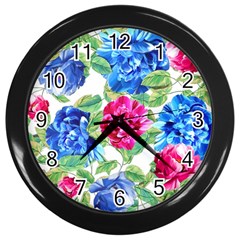 Flowers Floral Picture Flower Wall Clock (black) by Simbadda