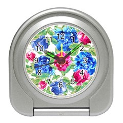 Flowers Floral Picture Flower Travel Alarm Clock by Simbadda