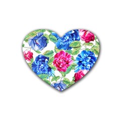 Flowers Floral Picture Flower Heart Coaster (4 Pack)  by Simbadda