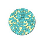 Leaves Dried Leaves Stamping Blue Yellow Magnet 3  (Round) Front