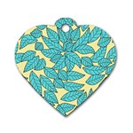 Leaves Dried Leaves Stamping Blue Yellow Dog Tag Heart (One Side) Front