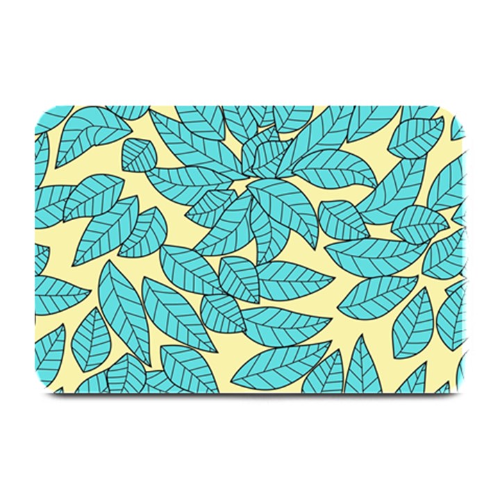 Leaves Dried Leaves Stamping Blue Yellow Plate Mats