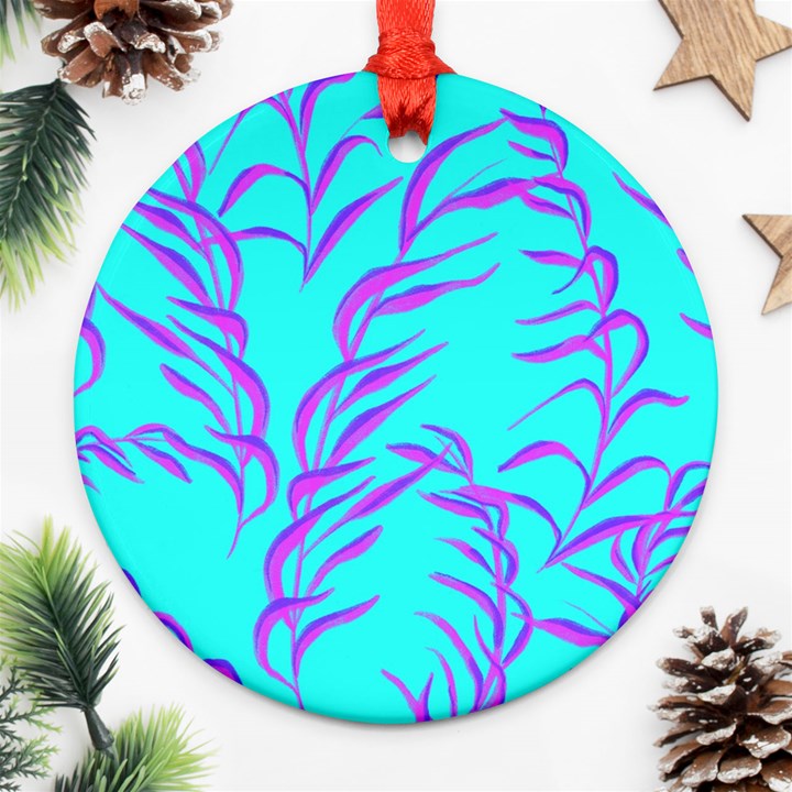 Branches Leaves Colors Summer Round Ornament (Two Sides)