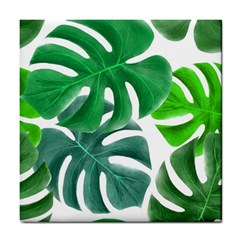 Tropical Greens Leaves Design Tile Coasters by Simbadda