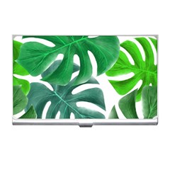 Tropical Greens Leaves Design Business Card Holder by Simbadda