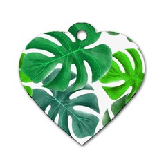 Tropical Greens Leaves Design Dog Tag Heart (two Sides) by Simbadda