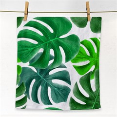 Tropical Greens Leaves Design Face Towel by Simbadda