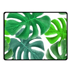 Tropical Greens Leaves Design Double Sided Fleece Blanket (small)  by Simbadda