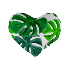 Tropical Greens Leaves Design Standard 16  Premium Flano Heart Shape Cushions by Simbadda