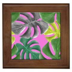 Tropical Greens Leaves Design Framed Tiles by Simbadda