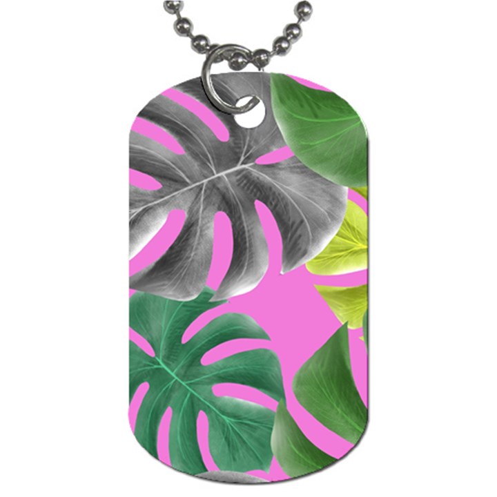 Tropical Greens Leaves Design Dog Tag (Two Sides)