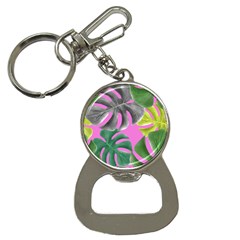 Tropical Greens Leaves Design Bottle Opener Key Chain