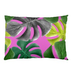 Tropical Greens Leaves Design Pillow Case by Simbadda