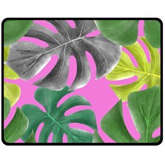 Tropical Greens Leaves Design Double Sided Fleece Blanket (medium)  by Simbadda