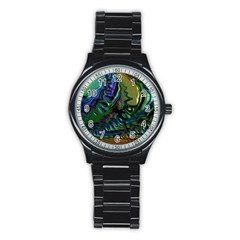 Fractal Art Background Image Stainless Steel Round Watch by Simbadda