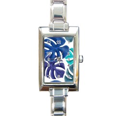 Leaves Tropical Blue Green Nature Rectangle Italian Charm Watch by Simbadda