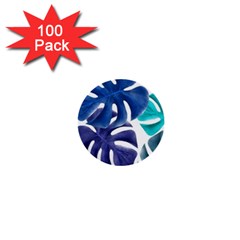 Leaves Tropical Blue Green Nature 1  Mini Buttons (100 Pack)  by Simbadda