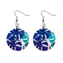 Leaves Tropical Blue Green Nature Mini Button Earrings by Simbadda