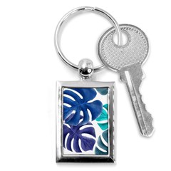 Leaves Tropical Blue Green Nature Key Chain (rectangle) by Simbadda