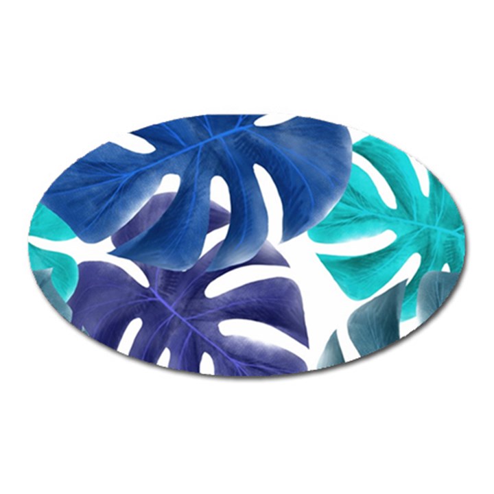 Leaves Tropical Blue Green Nature Oval Magnet